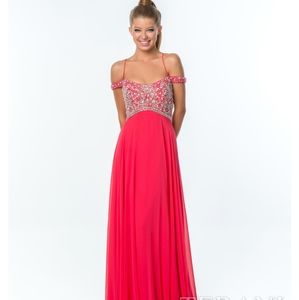Terani Couture Coral Embellished Maxi Prom Gown Size 0